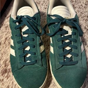 Adidas women’s Teal and White suede Sneakers